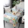 thumbnail image 2 of Blue Green Easter Bunny Rectangle Tablecloth, Spring Easter Eggs Floral Wooden Waterproof & StainResistant Tablecloth, Washable Oil-proof Table Cover for Dining/Party/Wedding/Camping/Buffet 54x108 In, 2 of 9