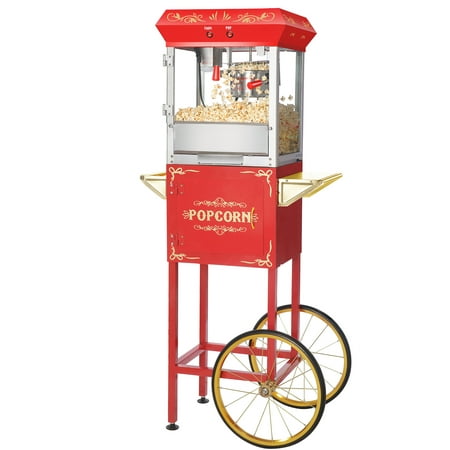 Great Northern Popcorn Red Foundation Popcorn Popper Machine Cart, 6