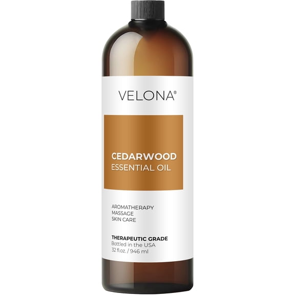 Cedarwood Essential Oil by Velona - 32 oz | Boost Hair Growth, Promotes Better Focus | Aromatherapy Cedar Oil, Diffuser,Topical Use