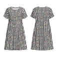 thumbnail image 6 of Lafuoo Black And White Houndstooth Pattern Women's Short Sleeve Dress, Elastic Waist with Pockets, Knee-length A-line Skirt, Summer Casual Wear-XX-Large, 6 of 8