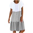 thumbnail image 1 of CHOK Robes en Lin pour les Femmes Été Grande Taille Manches Courtes V Cou Genou Longueur Robe en Vrac Décontractée Confortable Robe de Plage 2024, 1 of 7