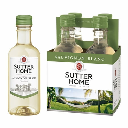 Sutter Home Sauvignon Blanc California White Wine, 4 Pack, 187 ml Plastic Bottles, 13.5% ABV