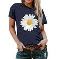 thumbnail image 1 of Babysbule Liquidation Hauts pour Femmes, Grande Taille Femmes Manches Courtes Imprimé Floral Tournesol Col Rond Hauts T-Shirt Blouse, 1 of 5