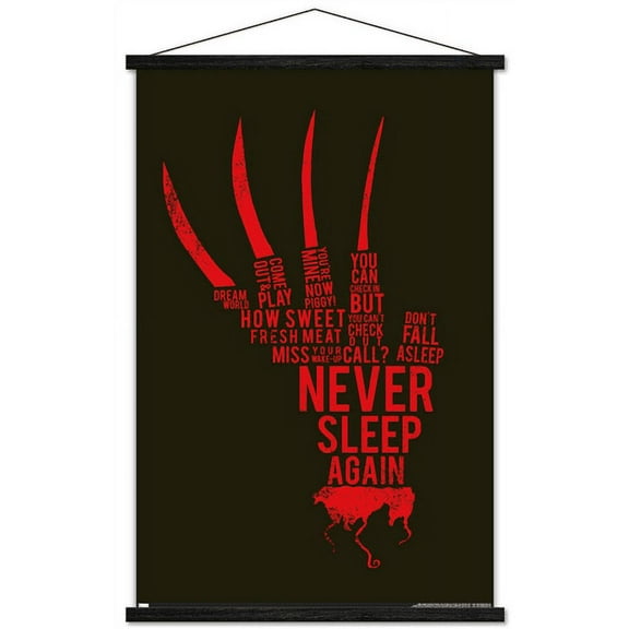 A Nightmare on Elm Street - Hand Text Wall Poster with Wooden Magnetic Frame, 22.375" x 34"