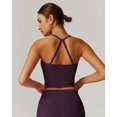 thumbnail image 2 of IBTOM CASTLE Tank Top Built in Bra for Women - Sports Yoga Workout Tops Crop Halter Neck Womens Padded Sport Back Bras Cami Dark Purple, 2 of 7