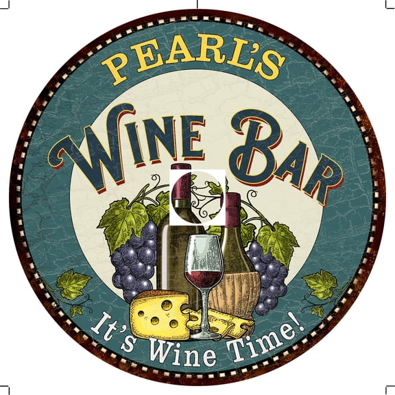 TANYA'S Wine Bar 14" Round Metal Sign Wall Gift 100140043152