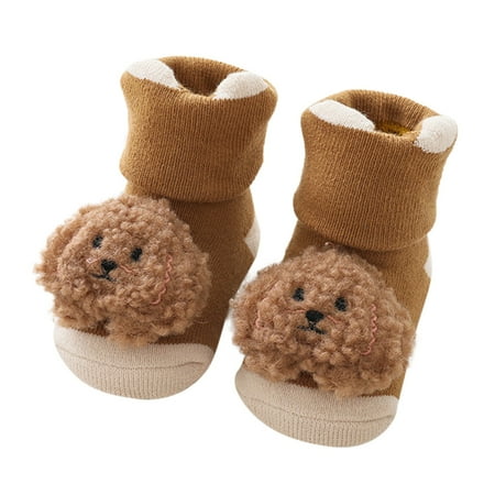

Rovga Little Boys Girls Socks Warm Winter Baby Socks Cartoon Coral Velvet Warm Socks Cute Plush Ear Kids High Socks