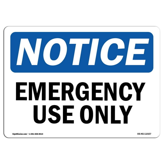 OSHA Notice Sign - Emergency Use Only | Decal | Protect Your Business, Construction Site, Warehouse & Shop Area |  Made in the USA