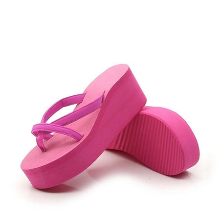 

Cathalem Flip Flops for Women Wide Width Comfortable Color Women s High-Heeled Solid Wedge Cute Flip Flops for Women Size 11 Hot Pink 6