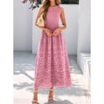 thumbnail image 4 of Jaimenalin Women'S Summer Dresses Sleeveless Crewneck A-Line Boho Lace Eyelet Tank Maxi Dress with Pockets Blush Color M, 4 of 9
