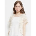 thumbnail image 5 of Women's Short Sleeve Floral Lace Crochet Mesh Crop Cardigan Shrug, 5 of 5