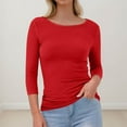 thumbnail image 3 of JGNGSHN Women's 3/4 Sleeve Plus Size Tops Fashion Casual Slim Fit Fall Bluse Stretchy Soft Base Tee XXXL, 3 of 4