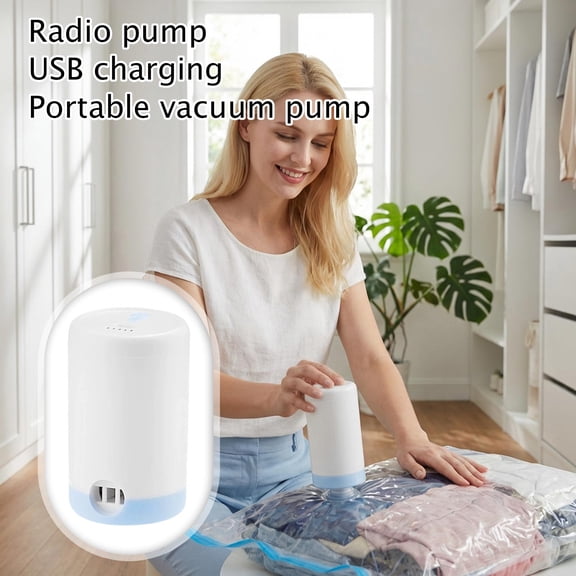 Wireless Electric Air Pump USB Rechargeable Portable Inflator - Mini Air Pump for Vacuum Storage Bags Balloons Inflatables, Lightweight Cordless for Home Travel & Outdoor