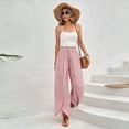 thumbnail image 4 of CIENVNSTG Floral Palazzo Boho Flowy Baggy Pants for Women Elastic High Waist Wide Leg Vacation Casual Long Lounge Trendy Trousers Pink XL, 4 of 7