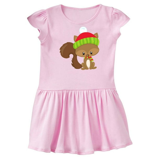 Cute Squirrel, Squirrel With Hat, Scarf, Fluffy Tail Infant Dress
