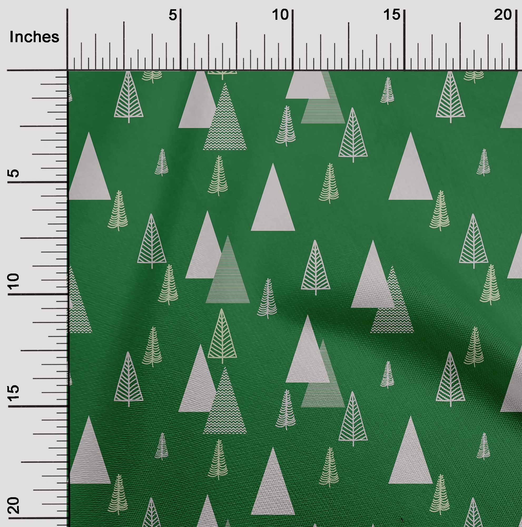oneOone Cotton Silk Green Fabric Christmas Tree Dress Material Fabric Print Fabric By The Yard 42 Inch Wide