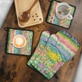 thumbnail image 5 of Pioneer Flower Kitchen Oven Mitt and Pot Holder Sets 4 Pcs for Baking, Cooking and Grilling, Heat Resistant Up To 392 °F, 5 of 7