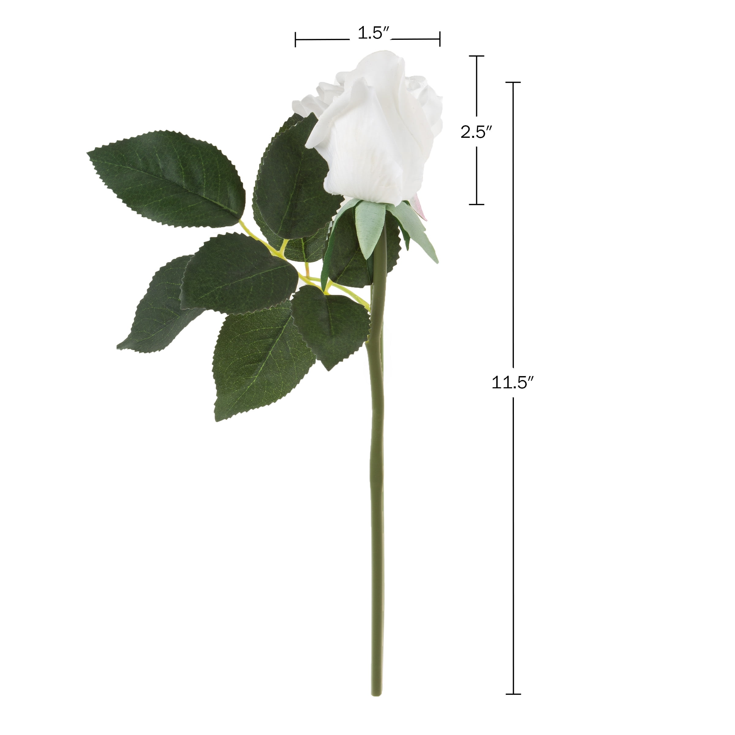 Set of 5 Long Stem 19” Art Glass White Green Rose Buds Roses Flowers As-Is