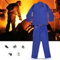 thumbnail image 4 of Traje de protección para soldadura resistente al desgaste e ignífugo, traje de seguridad para soldadores, protección laboral, azul (XL), 4 of 9