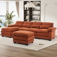 thumbnail image 4 of Wiilayok 114" U Shaped Sectional Sofa with Chaise Lounge and Ottoman,Chenille Modular Sectional Sofa Couch for Living Room,Orange, 4 of 9
