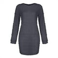 thumbnail image 5 of IDALL Long Sleeve Dress,Petite Dresses Women's Sweater Jumper Dress Short Mini Dress Long Sleeve Solid Color Patchwork Elegant Dresses,Womens Dresses,Casual Dresses for Women Gray Dress 2XL, 5 of 5