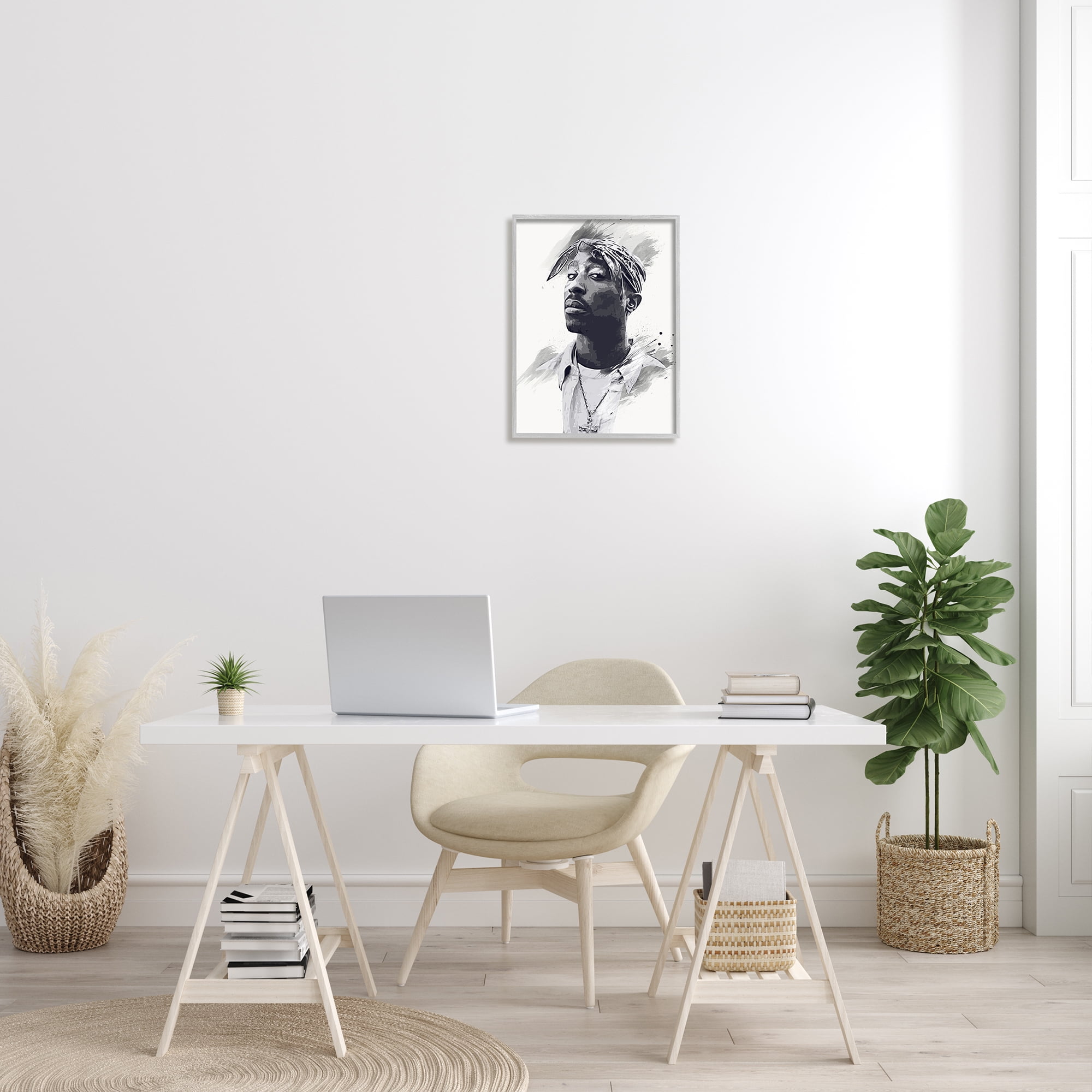 Stupell Industries Tupac Modern Portrait Abstract Pattern Black White, 16 x 20, Design by Birch&Ink