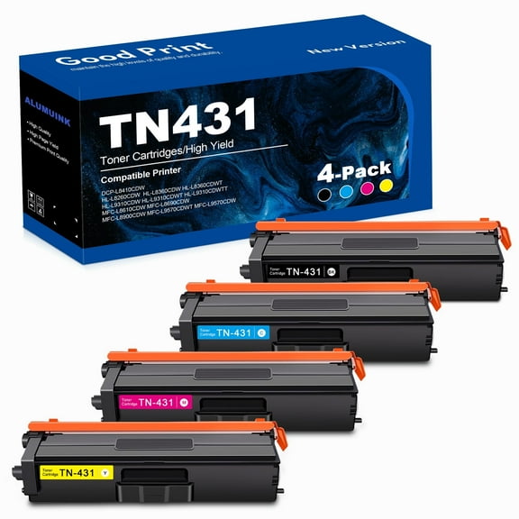TN431 Toner Cartridge 4-Pack Replacement for Brother TN-431 Toner for HL-L8260CDW L8360CDW Printer