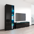 thumbnail image 2 of Euphoria Set 02TV-BK Modern Wall Unit Entertainment Center - Black, 2 of 5