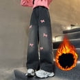thumbnail image 5 of JTieacloth Cute Girls Jeans Pants Girls Lined Denim Pants Straight Leg Wide Casual Warm Winter Trousers For Toddler Big Kids Comfortable Soft Fabric,Sizes 6-7 Years, 5 of 7