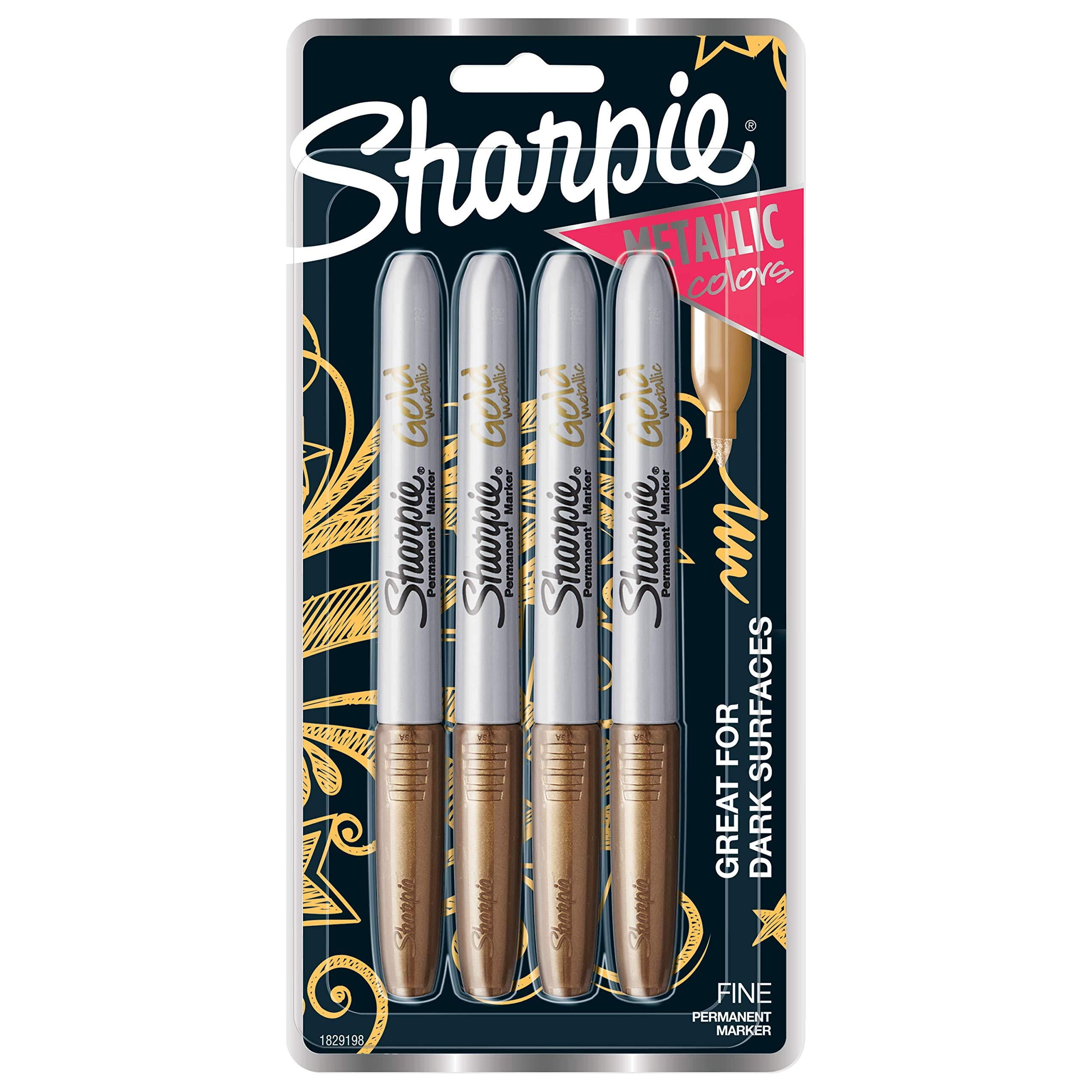 SHARPIE Metallic Fine Point Permanent Marker, Gold, 4 Count 4Count