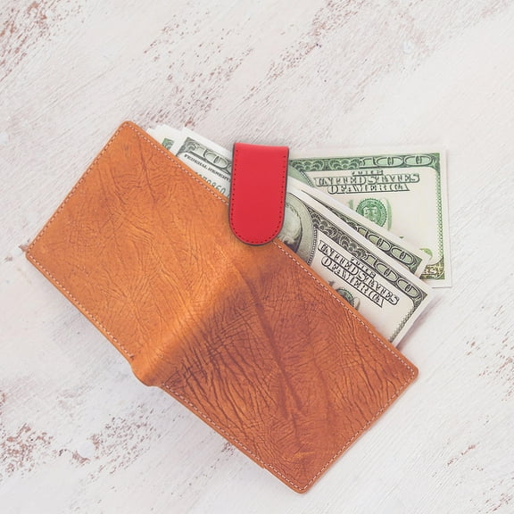 SEWCHICS Durable PU Money Clip Red Wallet Card Holder for Work and Travel