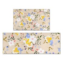 Pioneer Flower Floral Print Pattern Kitchen Rugs Sets Of 2,Anti Fatigue Kitchen Mat Rugs Non Slip Washable,Decorative Kitchen Floor Mats for Kitchen,Sink,Laundry,17"x30" 17"x47"