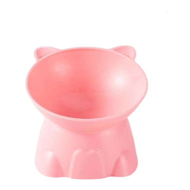 Pink Raised Plastic Cat Bowl Pink Pet Food Water Dish Neck Protection For Kittens Dogs