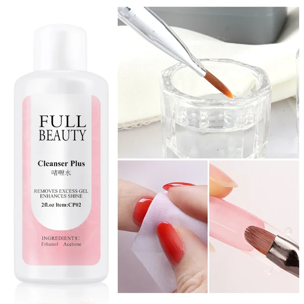 Solución desengrasante para uñas, capa adhesiva de superficie de 60ml, exceso de esmalte de Gel, limpiador líquido más suministros de herramientas solvantes para manicura