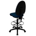 thumbnail image 3 of Mid-Back Navy Blue Fabric Multifunction Ergonomic Drafting Chair with Adjustable Lumbar Support, 3 of 4