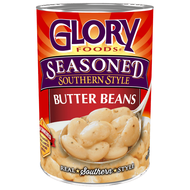 Glory Foods Seasoned Southern Style Butter Beans, Canned Beans, 15.5 oz