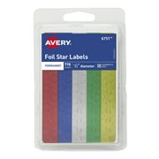 Avery Foil Star Labels, 1/2" Stickers, 715 Total 0.063lb (26125)