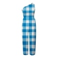 thumbnail image 5 of Winter Tank Jumpsuit for Women Smocked Wide Leg Rompers with Pockets Bohemian Ruffed O-Neck Straight Leg Capri Overalls, 5 of 6