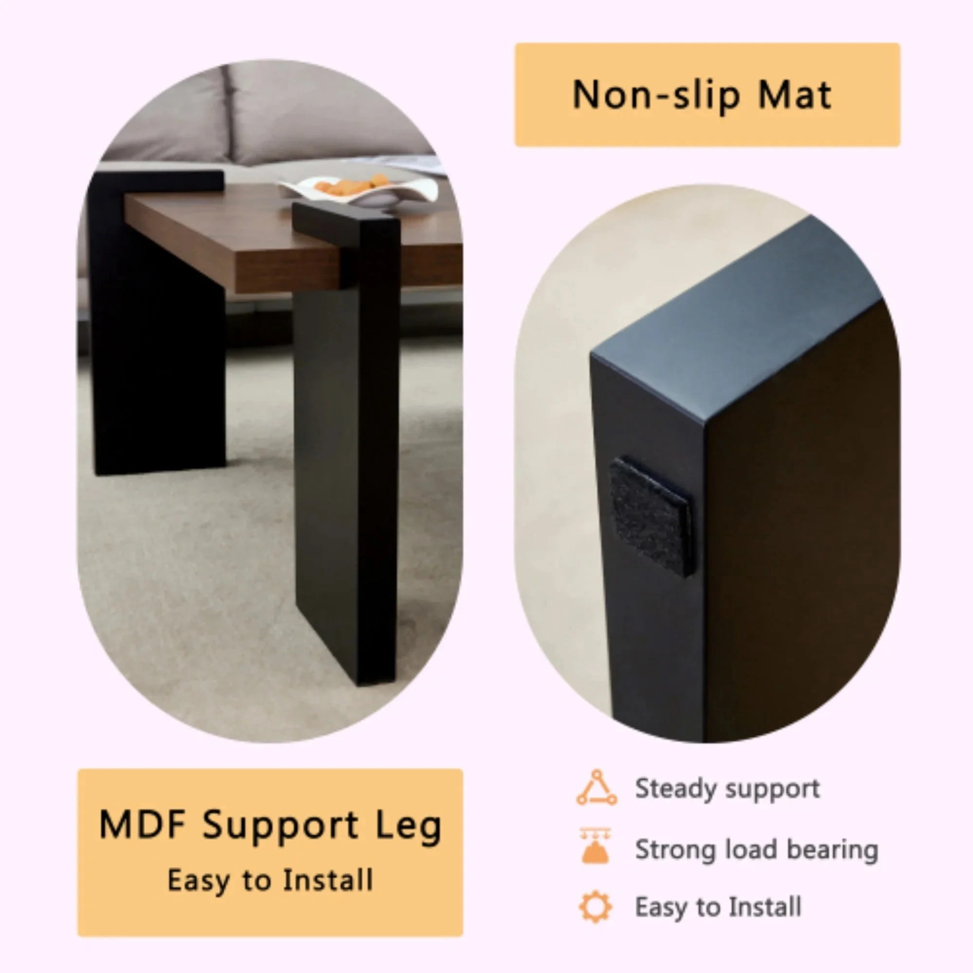 TesNus Modern Square Coffee Table with 4 Legs, Walnut Accent Table with Unique Design for Living Room or Bedroom, Durable and Easy to Clean Furniture Piece