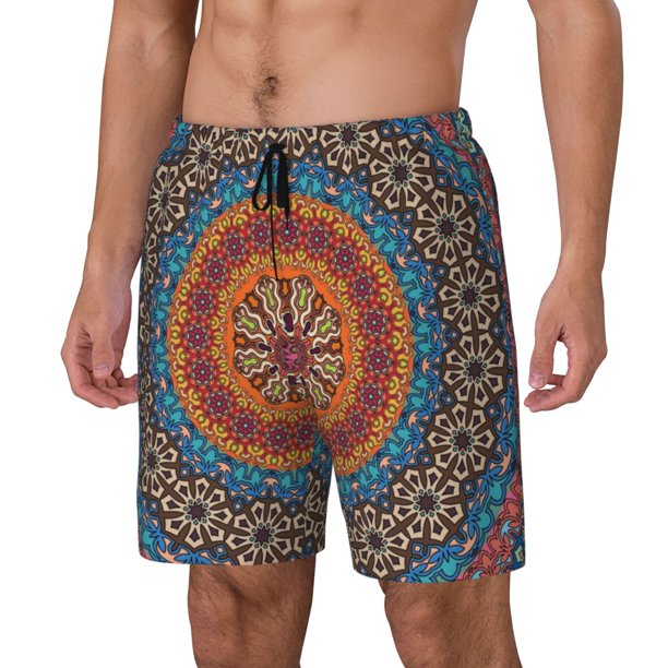 Fotbe Mandala Traje de Baño para Hombre – Shorts de Natación de Secado Rápido con Forro y Bolsillos-Large