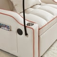 thumbnail image 6 of 3-in-1 Convertible Single Sofa Bed with USB Port & Cupholder, Pull Out Sleeper Chair Bed with Swivel Phone Stand & Side Storage Pocket, Velvet Folding Couch Bed with Pillow for Small Space, Beige, 6 of 9