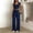 Navy, variant on Women's Summer 2 Piece Matching Lounge Sets Short Sleeve Crop Tops Wide Leg Pants Airport Travel Outfits Beige XL(XL)