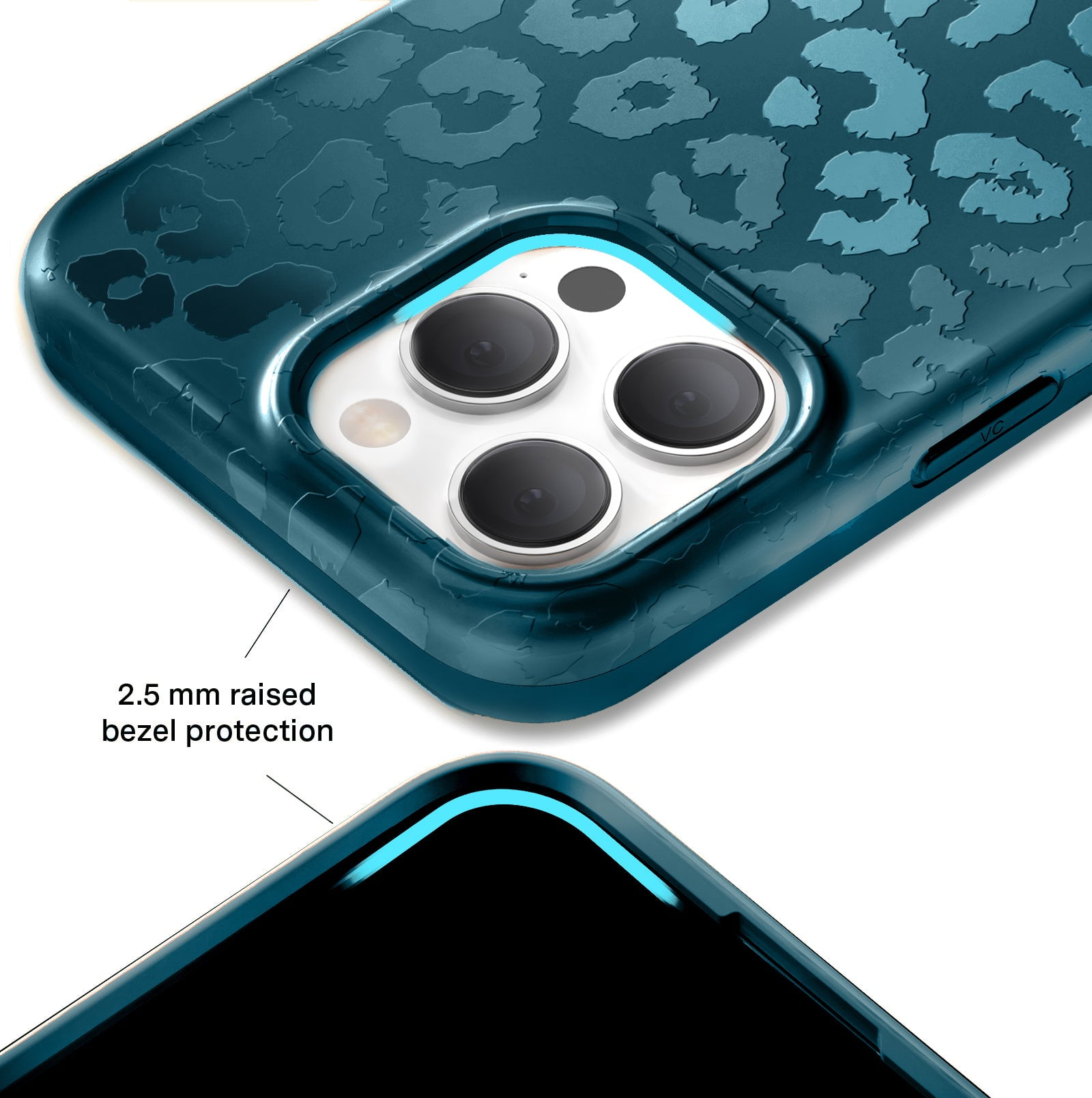 VELVET CAVIAR for iPhone 13 Pro Case Compatible with MagSafe - Cute Protective Phone Cases for Women - Metallic Navy Blue Leopard Cheetah Print