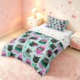 thumbnail image 2 of Manfei Christmas Cat Animals Twin Comforter Sets,Traditional Snowflake Stripes Bedding Set,Green Gray,Christmas Reversible,2-Piece,1 Comforter and 1 Pillowcase, 2 of 7