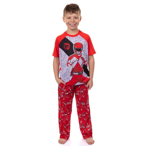 Power Rangers Pajamas Boys' Raglan Short Sleeve and Pant 2-Piece Sleep Set
