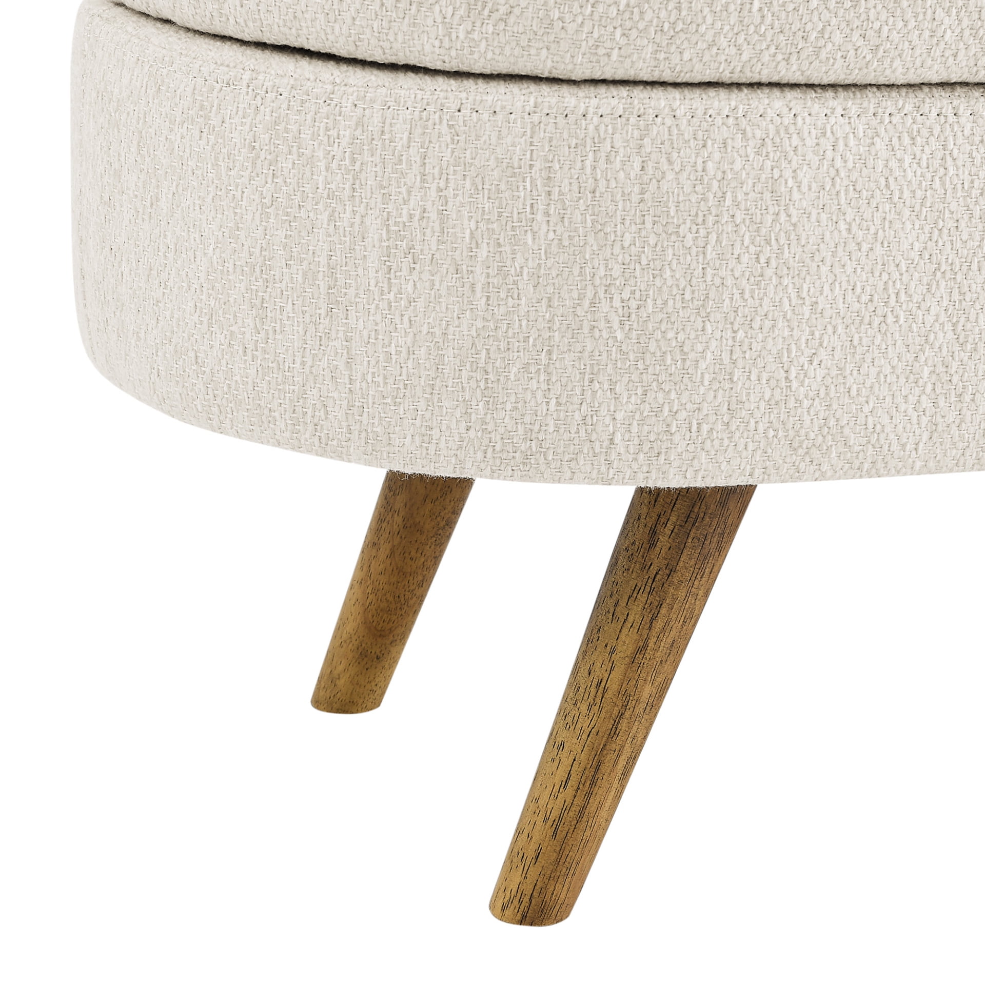 Oval Storage Bench, 43.5" Linen Fabric Upholstered Entryway Bench with Rubber Wood Legs, Ottoman Bench Indoor Bench for Living Room,Bedroom,End of Bed,Entryway(Beige)