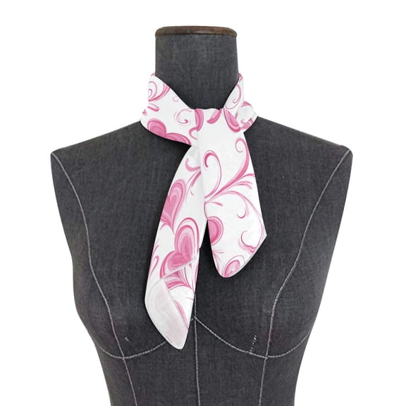 Square Scarf 24x24 Inch Whimsical Heart Tendrils Silky Satin Sun Protection Neck Scarf for Women Multi-Purpose Head Wrap Bandana for Hair Bag Decoration