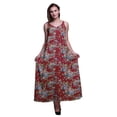 thumbnail image 1 of Bimba Robe Longue Maxi Imprimée à Bretelles Spaghetti Ajustables en Rayonne Florale pour Femmes Boho-Grande, 1 of 4