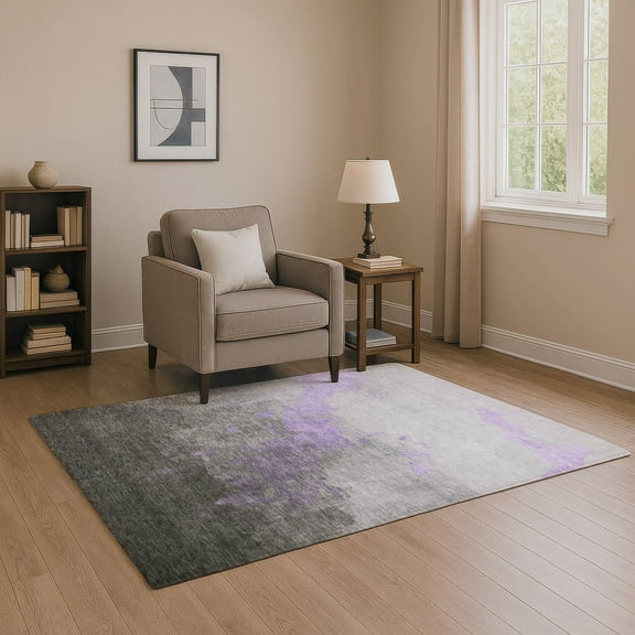 Addison Rugs Mayfield Premium Machine Washable Transitional Modern Lavender Rectangle Rug, 5' x 7'6"