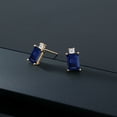 thumbnail image 5 of Gem Stone King 2.59 Ct Octagon Blue Sapphire White Topaz 10K Yellow Gold Earrings, 5 of 5